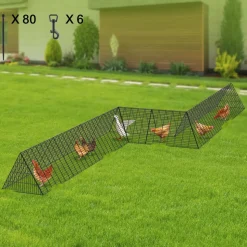 VEVOR Chicken Tunnels, 287 x 78.7 x 24.2 inch(LxWxH) Chicken Tunnels for Yard, Portable Chicken Tunnels for Outside with Corner Frames, 2 Sets, Suitable for Chickens, Ducks, Rabbits
