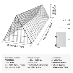 VEVOR Chicken Tunnels, 118.1 x 28 x 24.2 inch (LxWxH) Chicken Tunnels for Yard, Portable Chicken Tunnels for Outside Easy Installation, Chicken Coop Run, Suitable for Chickens, Ducks, Rabbits