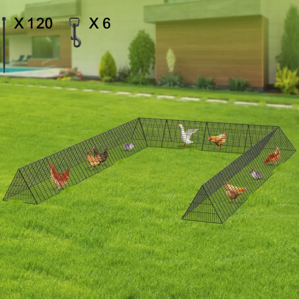 VEVOR Chicken Tunnels, 236.2 x 157.5 x 24.2 inch(LxWxH) Chicken Tunnels for Yard, Portable Chicken Tunnels for Outside with Corner Frames, 2 Sets, Suitable for Chickens, Ducks, Rabbits