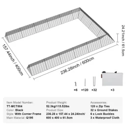VEVOR Chicken Tunnels, 236.2 x 157.5 x 24.2 inch(LxWxH) Chicken Tunnels for Yard, Portable Chicken Tunnels for Outside with Corner Frames, 2 Sets, Suitable for Chickens, Ducks, Rabbits