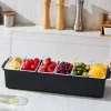 VEVOR Chilled Condiment Server, 6 Compartment Ice Cooled Condiment Serving Container, Chilled Garnish Tray Bar Caddy with Lid, for Bartending & Serving Taco, Salad, Fruit, Home & Restaurant Supplies