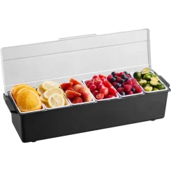 VEVOR Chilled Condiment Server, 6 Compartment Ice Cooled Condiment Serving Container, Chilled Garnish Tray Bar Caddy with Lid, for Bartending & Serving Taco, Salad, Fruit, Home & Restaurant Supplies