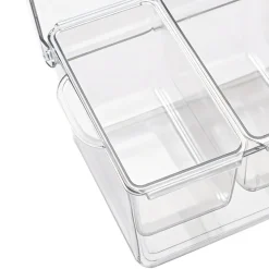 VEVOR Chilled Condiment Server Caddy, 5 Compartment Ice Cooled Serving Container, Plastic Fruit Garnish Tray Platter with Lid, for Taco Salad Bar Accessories, Party Home Restaurant Supplies