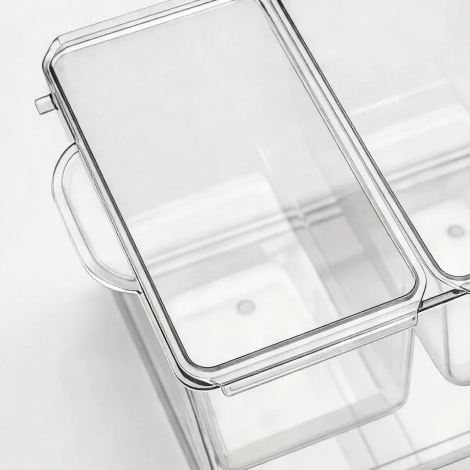 VEVOR Chilled Condiment Server Caddy, 5 Compartment Ice Cooled Serving Container, Plastic Fruit Garnish Tray Platter with Separate Lid, for Taco Salad Bar Accessories, Party Home Restaurant Supplies