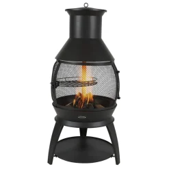VEVOR Chiminea, 22 Inch Outdoor Wood Burning Firepit, Iron Spherical Fireplace for BBQ & Warming, Wooden Fire Pit with Grill Mesh, Chimney Coat & Rustproof Chiminea Lid, for Patio, Garden, Backyard