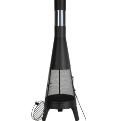 VEVOR Chiminea, 20 Inch Outdoor Wood Burning Firepit, Conical Fireplace for BBQ & Warming, Outside Wooden Fire Pit with Grill Mesh, Chimney Coat & Rustproof Chiminea Lid, for Patio, Garden, Backyard