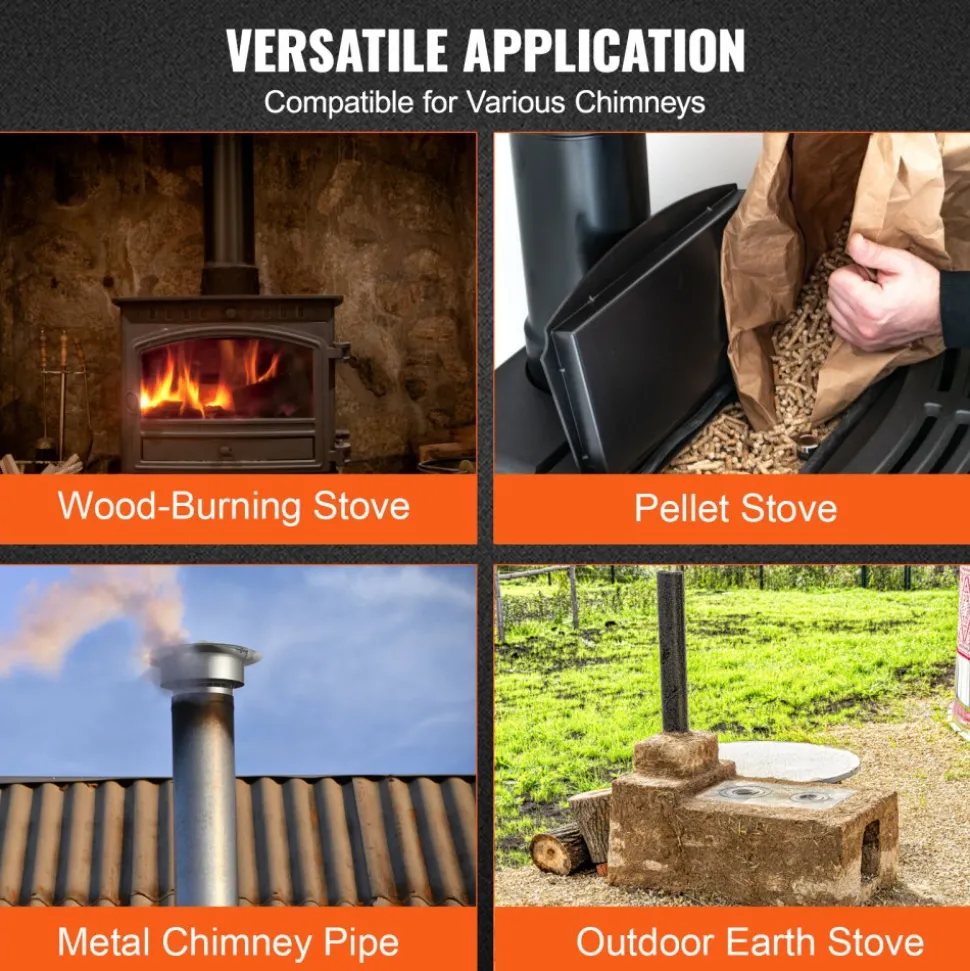 VEVOR Chimney Cap, 6 inch, 304 Stainless Steel Round Roof Rain Cap, 11.81-inch Increased Caps, All Weather & Reinforced Screws & Easy Installation, for Perfect Insulation Vent Cover Outside, Silver