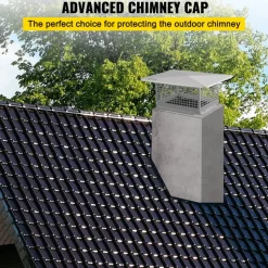 VEVOR Chimney Cap, 13" x 13" Flue Caps, 304 Stainless Steel Fireplace Chimney Cover, Adjustable Metal Spark Arrestor with Bolts Screws, Mesh Chimney Flue Cover for Outside Existing Clay Flue Tile