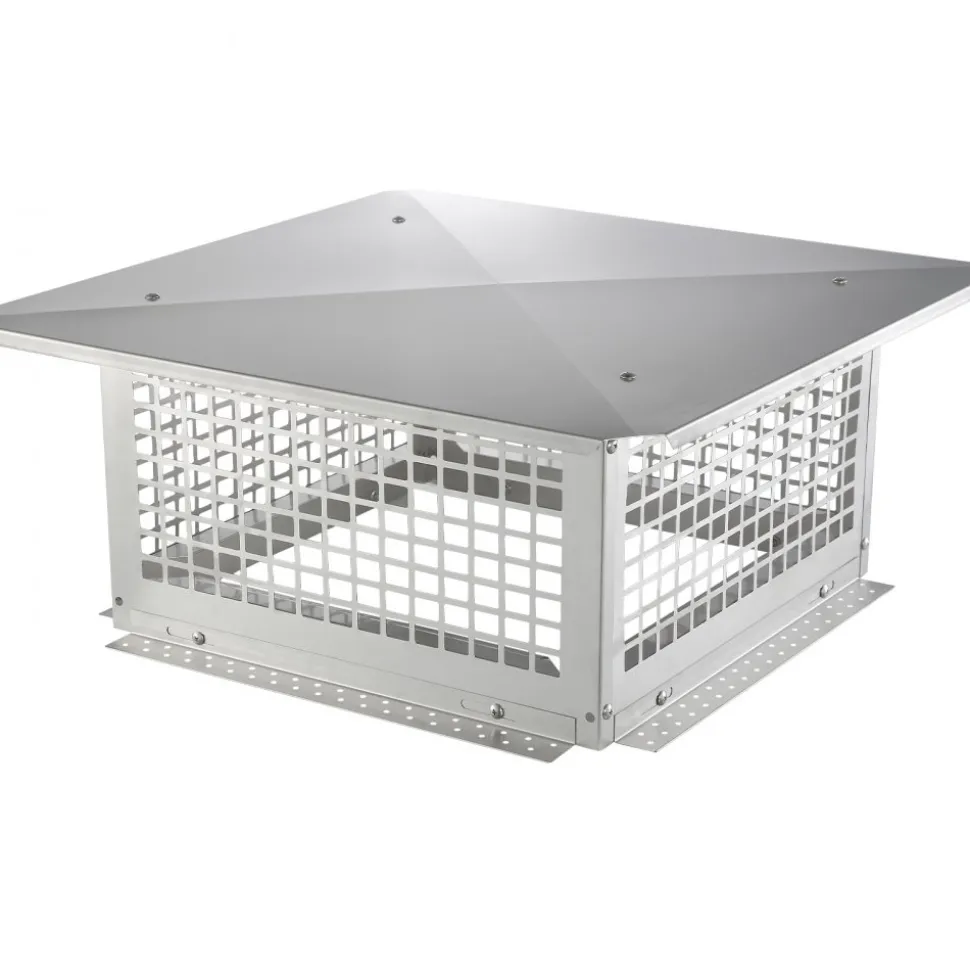 VEVOR Chimney Cap, 17 x 17 inch, 304 Stainless Steel Fireplace Chimney Cover, Not Easily Toppled & Practical Accessories & Easy Installation, Fits Mesh Flue Covers Outside Clay Flue Shingles, Silver