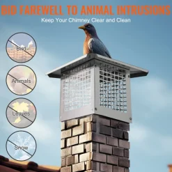 VEVOR Chimney Cap, 13 x 9 inch, 304 Stainless Steel Fireplace Chimney Cover, Not Easily Toppled & Practical Accessories & Easy Installation, Fits Mesh Flue Covers Outside Clay Flue Shingles, Silver