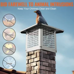 VEVOR Chimney Cap, 9 x 9 inch, 304 Stainless Steel Fireplace Chimney Cover, Not Easily Toppled & Practical Accessories & Easy Installation, Fits Mesh Flue Covers Outside Clay Flue Shingles, Silver