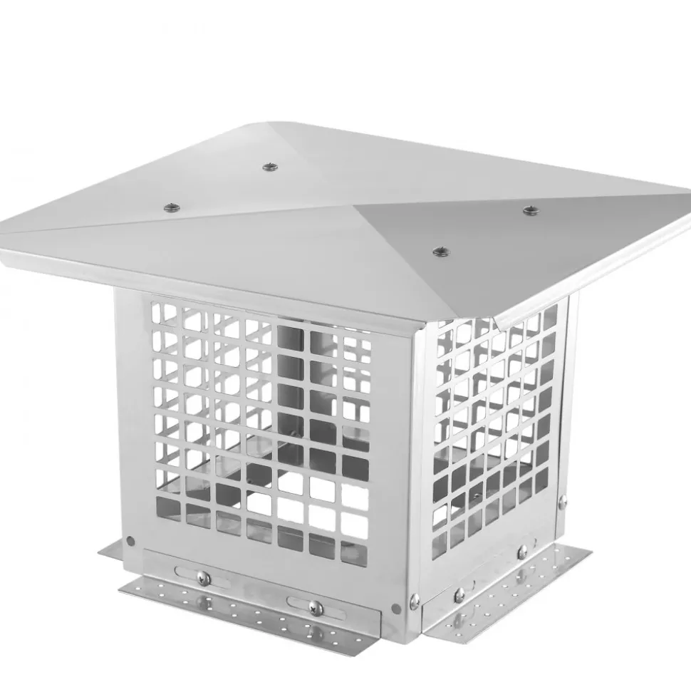 VEVOR Chimney Cap, 9 x 9 inch, 304 Stainless Steel Fireplace Chimney Cover, Not Easily Toppled & Practical Accessories & Easy Installation, Fits Mesh Flue Covers Outside Clay Flue Shingles, Silver