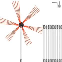 VEVOR Chimney Sweep Kit 33FT, Chimney Cleaning Tool Kits with 10 Nylon Flexible Rods, Chimney Brush 394 Inch for Sweeping Fireplace