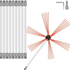 VEVOR Chimney Sweep Kit 33FT, Chimney Cleaning Tool Kits with 10 Nylon Flexible Rods, Chimney Brush 394 Inch for Sweeping Fireplace