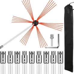 VEVOR Chimney Sweep Kit 33FT, Chimney Cleaning Tool Kits with 10 Nylon Flexible Rods, Chimney Brush 394 Inch for Sweeping Fireplace