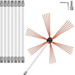VEVOR Chimney Sweep Kit 26FT, Chimney Brush 315 Inch Chimney Brush Rod Kit 8 Rods with Nylon Flexible Rods .