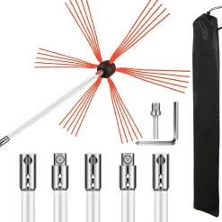VEVOR Chimney Sweep Kit 20FT Length, Chimney Brush Kit with 6 Nylon Flexible Rods, Rotary Chimney Cleaning Kit Driven by Drill, Chimney Cleaning Tool Kits for Sweeping Fireplace Flue