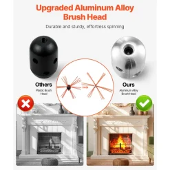 VEVOR Chimney Sweep Kit, 39 ft Maximum Extendable Length Chimney Sweep, Chimneys Cleaning Kit with Bristle Replacements & Goggles, 90° Bendable Fireplace Cleaning Tool, for Square, Rectangle Chimneys