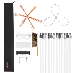VEVOR Chimney Sweep Kit, 39 ft Maximum Extendable Length Chimney Brush, Chimney Cleaner Sweeper with Dual Brush Heads & Bristle Replacements, Fireplace Cleaning Tool for Square, Rectangle Chimneys