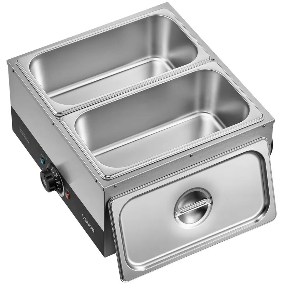 VEVOR Chocolate Melting Machine, 2 Tanks 17.6 Lbs Choc Commercial Melter, 1200W High Power, Water Bath Heating System, Stainless Steel Body, 86℉- 185℉ Temp Range, Chocolate Warmer for Cheese Milk