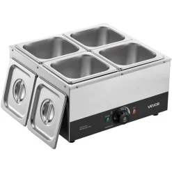 VEVOR Chocolate Melting Machine, 4 Tanks 17.6 Lbs Choc Commercial Melter, 1200W High Power, Water Bath Heating System, Stainless Steel Body, 86℉- 185℉ Temp Range, Chocolate Warmer for Cheese Milk