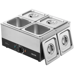 VEVOR Chocolate Melting Machine, 4 Tanks 17.6 Lbs Choc Commercial Melter, 1200W High Power, Water Bath Heating System, Stainless Steel Body, 86℉- 185℉ Temp Range, Chocolate Warmer for Cheese Milk
