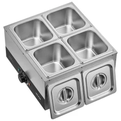VEVOR Chocolate Melting Machine, 4 Tanks 17.6 Lbs Choc Commercial Melter, 1200W High Power, Water Bath Heating System, Stainless Steel Body, 86℉- 185℉ Temp Range, Chocolate Warmer for Cheese Milk