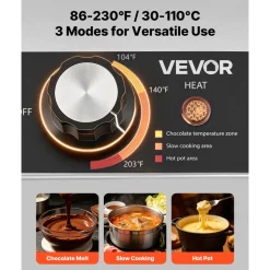 VEVOR Chocolate Melting Machine, 3 Cook Modes, 2 Tanks 9 Lbs Choc Melter, 86℉ - 230℉, 3 Cook Modes, 800W Power, Water Bath Heat System, 1/6 x 2 Pans, Stainless Steel, Cheese Warmer, Commercial & Home