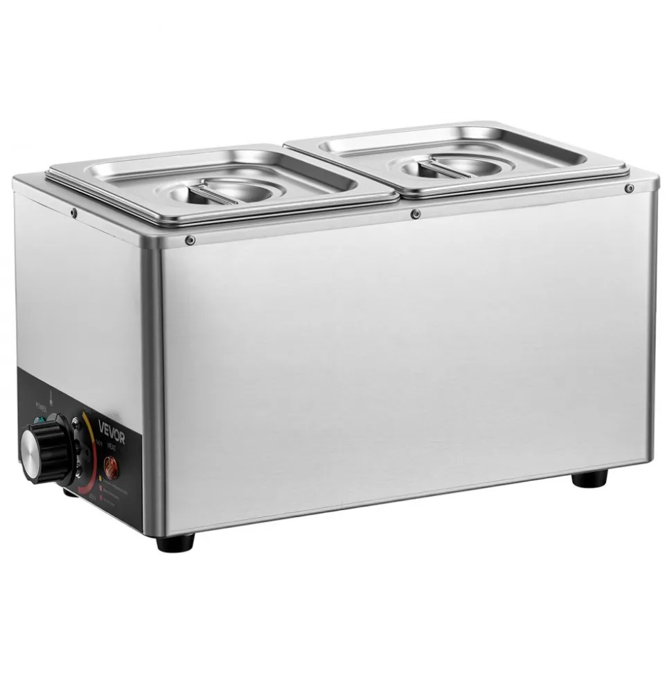 VEVOR Chocolate Melting Machine, 3 Cook Modes, 2 Tanks 9 Lbs Choc Melter, 86℉ - 230℉, 3 Cook Modes, 800W Power, Water Bath Heat System, 1/6 x 2 Pans, Stainless Steel, Cheese Warmer, Commercial & Home