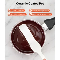 VEVOR Chocolate Melting Pot - 2 x 1 QT Pots, 86℉ - 185℉ Choc Warm Machine, 80W Even Cheese Melter, 2 Knobs Temp Control, 2 Ceramic Coated Pots, Electric Warmer for Mulled Milk Candy, Commercial & Home