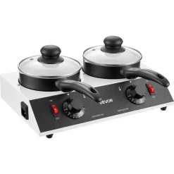 VEVOR Chocolate Melting Pot - 2 x 1 QT Pots, 86℉ - 185℉ Choc Warm Machine, 80W Even Cheese Melter, 2 Knobs Temp Control, 2 Ceramic Coated Pots, Electric Warmer for Mulled Milk Candy, Commercial & Home