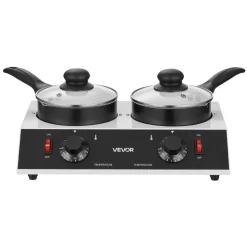 VEVOR Chocolate Melting Pot - 2 x 1 QT Pots, 86℉ - 185℉ Choc Warm Machine, 80W Even Cheese Melter, 2 Knobs Temp Control, 2 Ceramic Coated Pots, Electric Warmer for Mulled Milk Candy, Commercial & Home