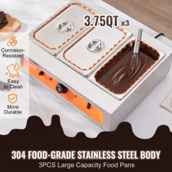 VEVOR Chocolate Tempering Machine, 26.5 Lbs 3 Tanks Chocolate Melting Pot TEMP Control 86~185℉, 1500W Stainless Steel Electric Commercial Food Warmer For Chocolate/Milk/Cream Melting and Heating