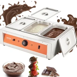 VEVOR Chocolate Tempering Machine, 26.5 Lbs 3 Tanks Chocolate Melting Pot TEMP Control 86~185℉, 1500W Stainless Steel Electric Commercial Food Warmer For Chocolate/Milk/Cream Melting and Heating
