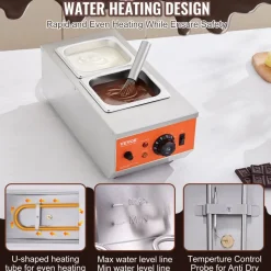 VEVOR Chocolate Tempering Machine, 9 Lbs 2 Tanks Chocolate Melting Pot with TEMP Control 86~185℉, 800W Stainless Steel Electric Commercial Food Warmer For Chocolate/Milk/Cream Melting and Heating