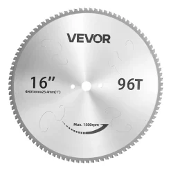 VEVOR Chop Saw Blade 16-in 96 Teeth Cermet-Tipped Metal Cold Cutting Blade, Compatible with Chop Saws, 4000 Cuts, Cutting Smooth Surfaces with No Burrs, Noise Reduction and Heat Dissipation Holes