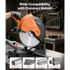 VEVOR Chop Saw Blade 16-in 96 Teeth Cermet-Tipped Metal Cold Cutting Blade, Compatible with Chop Saws, 4000 Cuts, Cutting Smooth Surfaces with No Burrs, Noise Reduction and Heat Dissipation Holes