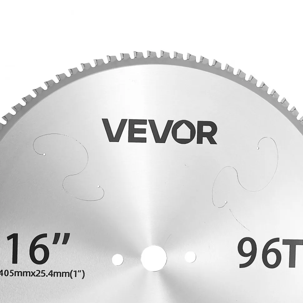 VEVOR Chop Saw Blade 16-in 96 Teeth Cermet-Tipped Metal Cold Cutting Blade, Compatible with Chop Saws, 4000 Cuts, Cutting Smooth Surfaces with No Burrs, Noise Reduction and Heat Dissipation Holes