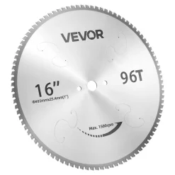VEVOR Chop Saw Blade 16-in 96 Teeth Cermet-Tipped Metal Cold Cutting Blade, Compatible with Chop Saws, 4000 Cuts, Cutting Smooth Surfaces with No Burrs, Noise Reduction and Heat Dissipation Holes
