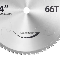 VEVOR Chop Saw Blade 14-in 66 Teeth Cermet-Tipped Metal Cold Cutting Blade, Compatible with Chop Saws, 4000 Cuts, Cutting Smooth Surfaces with No Burrs, Noise Reduction and Heat Dissipation Holes