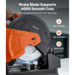 VEVOR Chop Saw Blade 14-in 66 Teeth Cermet-Tipped Metal Cold Cutting Blade, Compatible with Chop Saws, 4000 Cuts, Cutting Smooth Surfaces with No Burrs, Noise Reduction and Heat Dissipation Holes