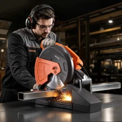 VEVOR Chop Saw 14-inch Cold Cut Blade 2800 W Powerful Motor Cut Off Saw, For Cutting Metal, -45° to 45° Adjustable Angle, Efficient Dry Cutting, with Thickened Blade Guard and Chip Collection Box