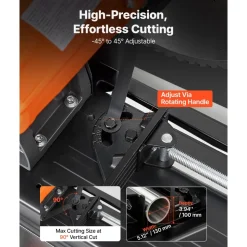 VEVOR Chop Saw 14-inch Cold Cut Blade 2800 W Powerful Motor Cut Off Saw, For Cutting Metal, -45° to 45° Adjustable Angle, Efficient Dry Cutting, with Thickened Blade Guard and Chip Collection Box