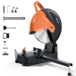 VEVOR Chop Saw 16-inch Cold Cut Blade 3000 W Powerful Motor Cut Off Saw, For Cutting Metal, -45° to 45° Adjustable Angle, Efficient Dry Cutting, Stable, with Thickened Blade Guard and Scale Ruler
