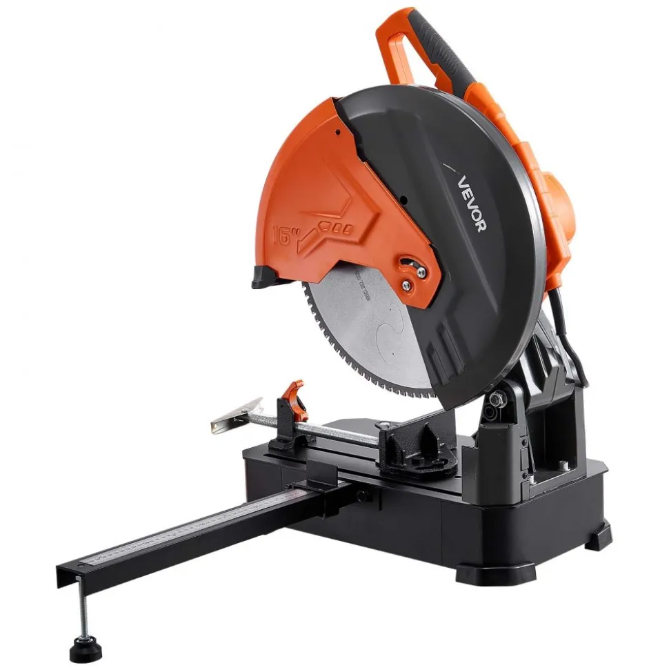 VEVOR Chop Saw 16-inch Cold Cut Blade 3000 W Powerful Motor Cut Off Saw, For Cutting Metal, -45° to 45° Adjustable Angle, Efficient Dry Cutting, Stable, with Thickened Blade Guard and Scale Ruler