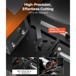 VEVOR Chop Saw 16-inch Cold Cut Blade 3000 W Powerful Motor Cut Off Saw, For Cutting Metal, -45° to 45° Adjustable Angle, Efficient Dry Cutting, Stable, with Thickened Blade Guard and Scale Ruler