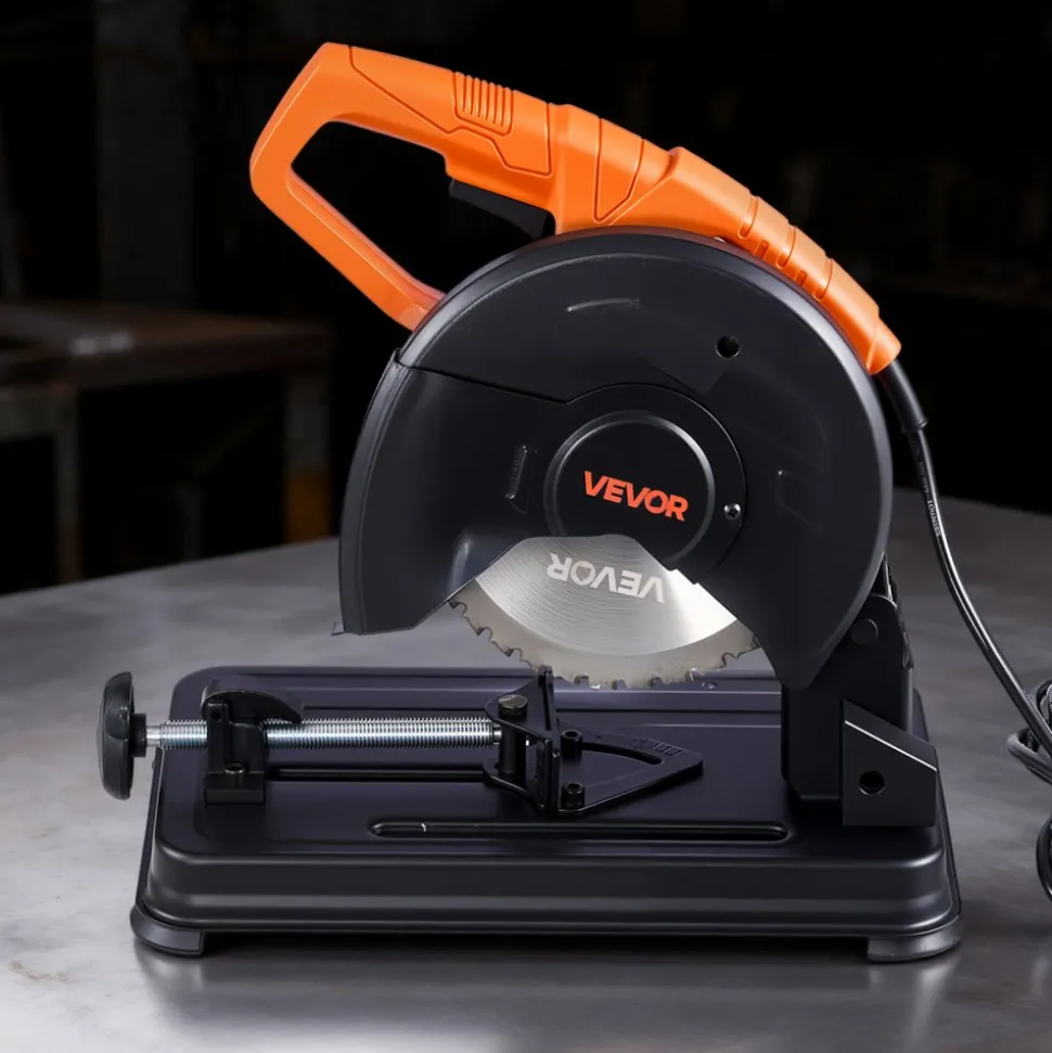 VEVOR Chop Saw, 7-1/4 in Stainless Steel Cold Cut Blade, 1200 W Motor, 4000 r/min Speed, 0-45° Adjustable Cutting Angle, Metal Cutting Chop Saw for Metal Square and Flat Tubes, I-Shaped Steels