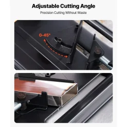 VEVOR Chop Saw, 7-1/4 in Stainless Steel Cold Cut Blade, 1200 W Motor, 4000 r/min Speed, 0-45° Adjustable Cutting Angle, Metal Cutting Chop Saw for Metal Square and Flat Tubes, I-Shaped Steels