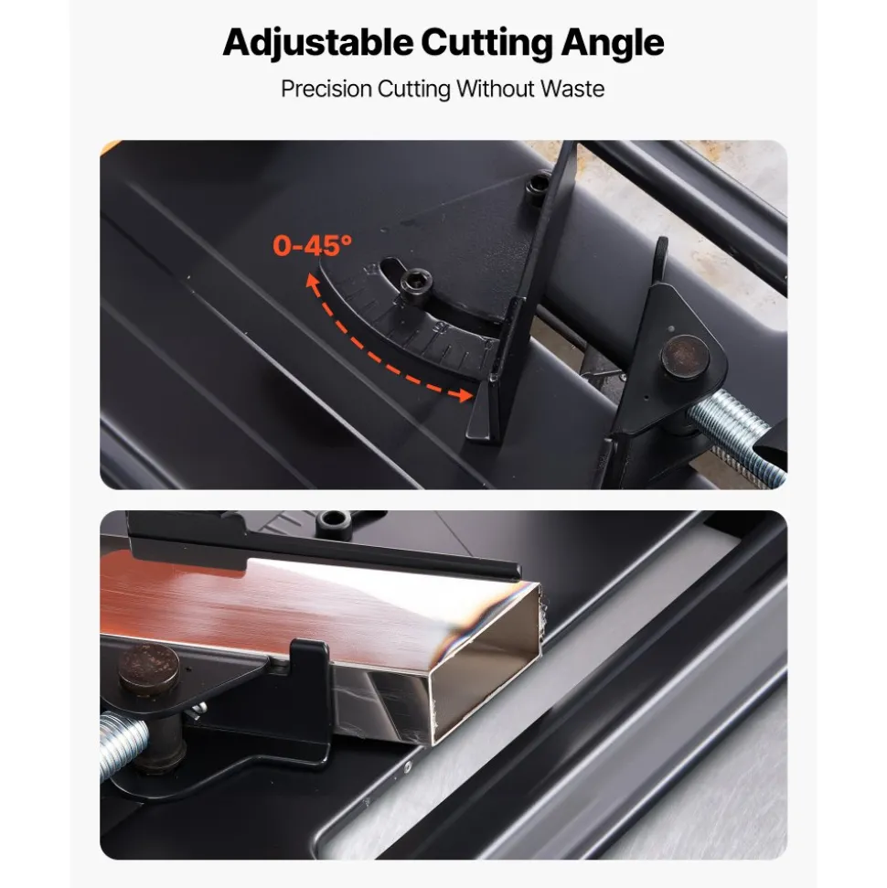 VEVOR Chop Saw, 7-1/4 in Stainless Steel Cold Cut Blade, 1200 W Motor, 4000 r/min Speed, 0-45° Adjustable Cutting Angle, Metal Cutting Chop Saw for Metal Square and Flat Tubes, I-Shaped Steels