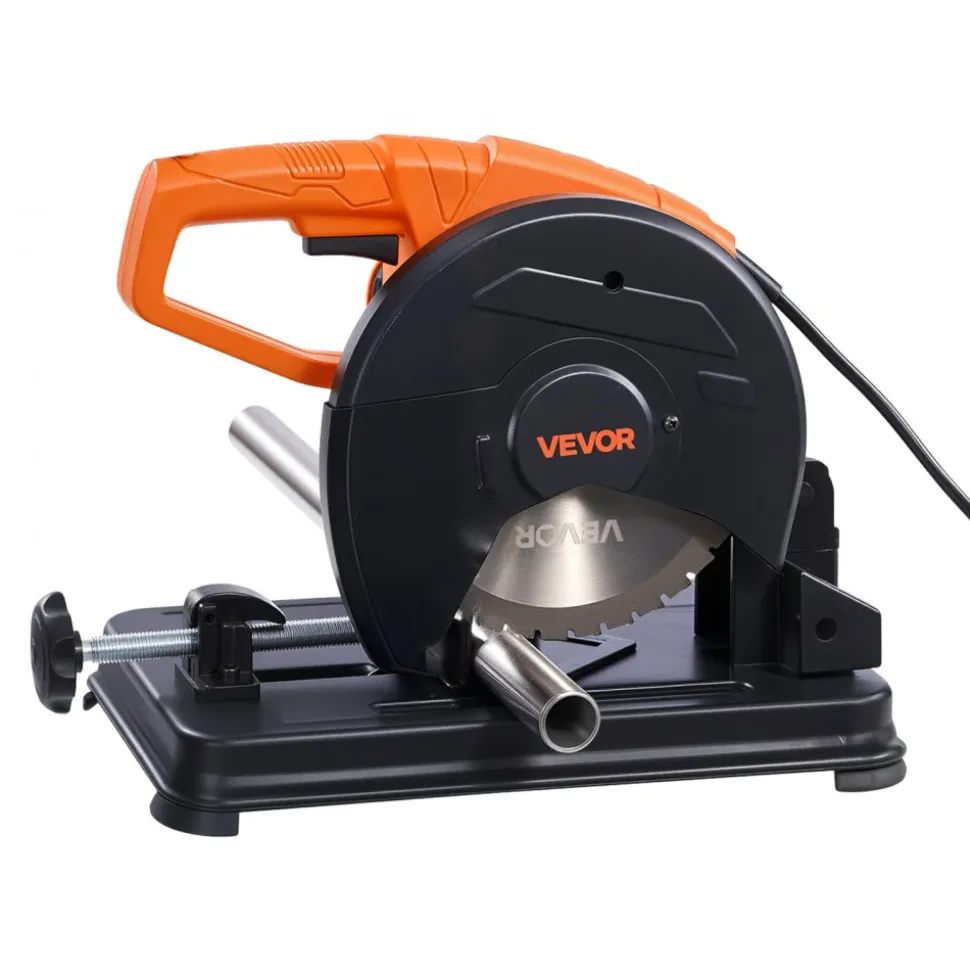 VEVOR Chop Saw, 7-1/4 in Stainless Steel Cold Cut Blade, 1200 W Motor, 4000 r/min Speed, 0-45° Adjustable Cutting Angle, Metal Cutting Chop Saw for Metal Square and Flat Tubes, I-Shaped Steels
